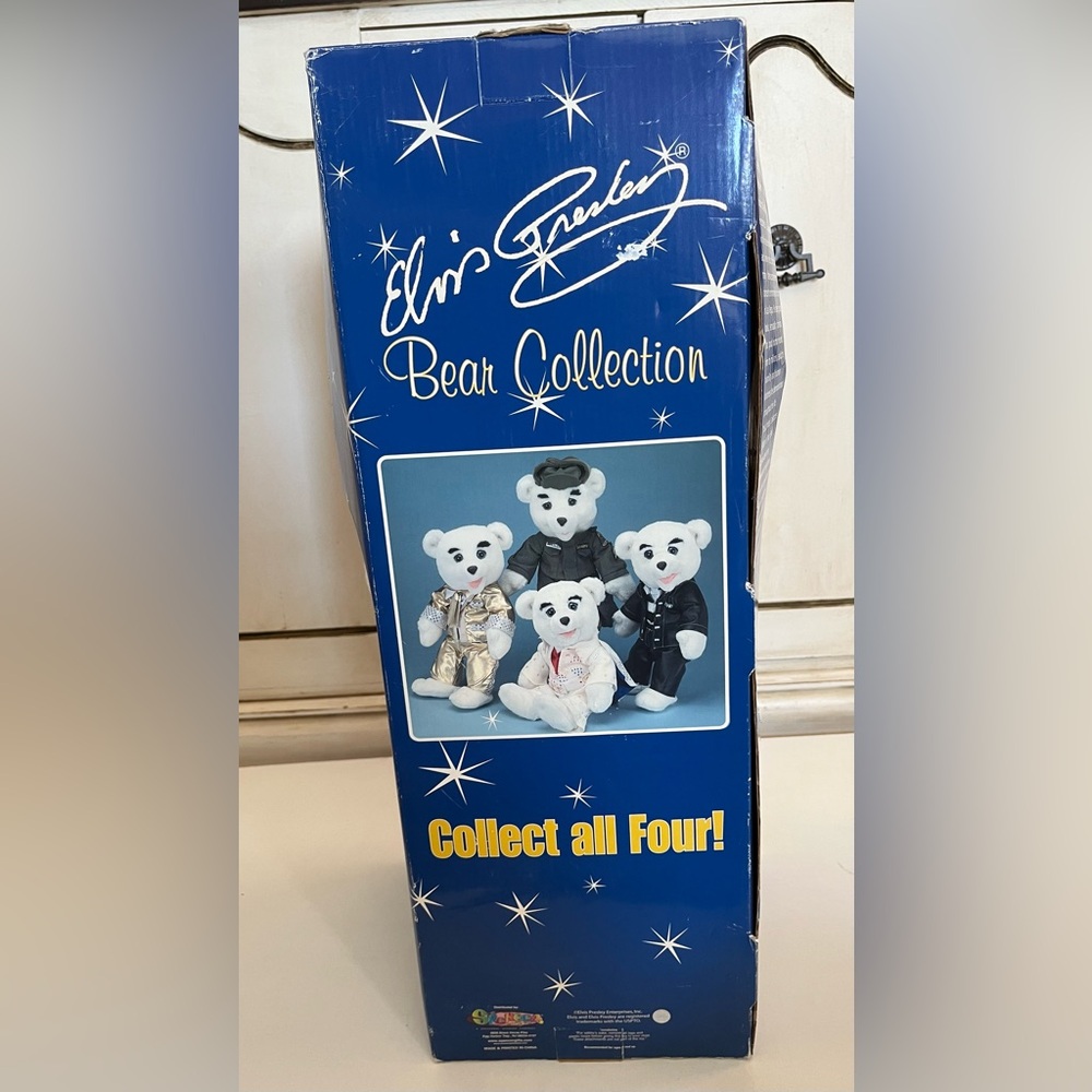 New Vintage Spencers ELVIS PRESLEY BEAR “Jailhouse Rock”In Box White Teddy Bear - Picture 3 of 10